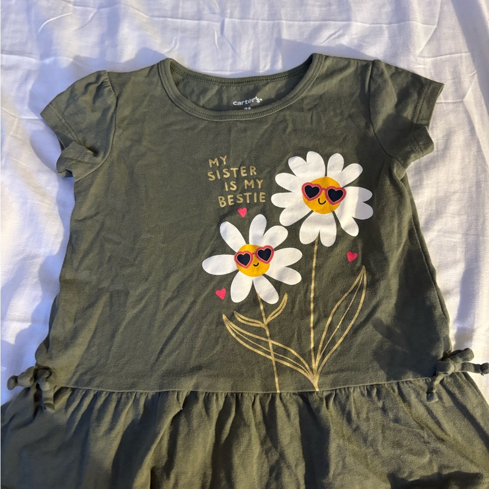 Carter's Green Kids Shirt with Floral Design